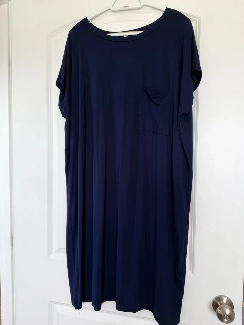 mts Navy Short-Sleeve Midi T-Shirt Dress with Pocket